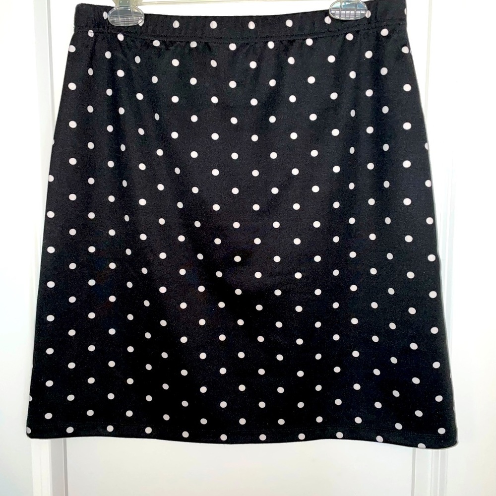 Talbots black and white polka dot skirt